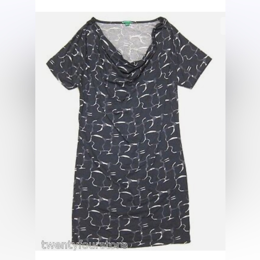 United Colors of Benetton Shift Shirt Dress Gray Printed